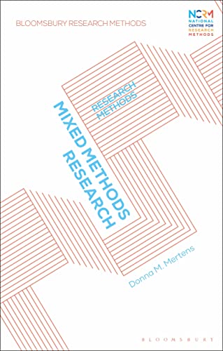 Book cover with red and white striped geometric design, titled “Mixed Methods Research.”