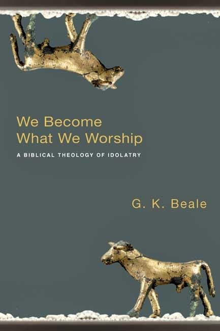 Book cover with golden animal statues and title "We Become What We Worship.