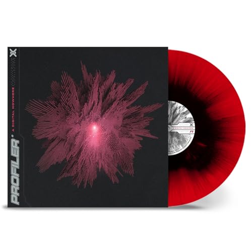Vinyl record cover and red and black marbled vinyl disc for Profiler A Digital Nowhere.