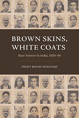 Book cover with grid of historical Indian portraits, titled "Brown Skins, White Coats".