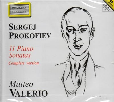 CD cover featuring a sketched portrait of composer Sergei Prokofiev.