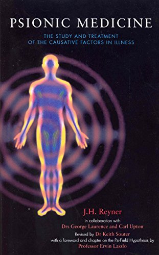 Book cover: "Psionic Medicine" with a glowing human silhouette and concentric circles.