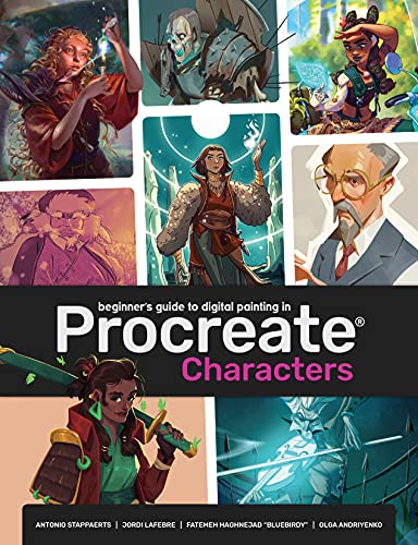 Book cover showcasing diverse digital character illustrations for Procreate.
