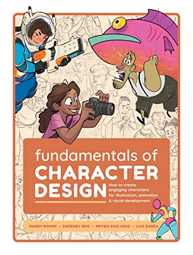Book cover with colorful cartoon characters and “Fundamentals of Character Design” text.