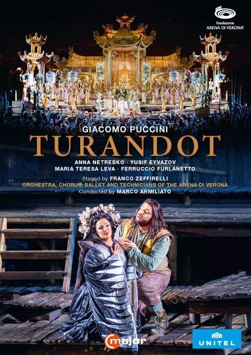 DVD cover for Puccini’s Turandot opera, featuring performers in costume.