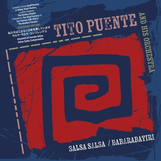 Red and blue vinyl record cover featuring text “Tito Puente and His Orchestra”.