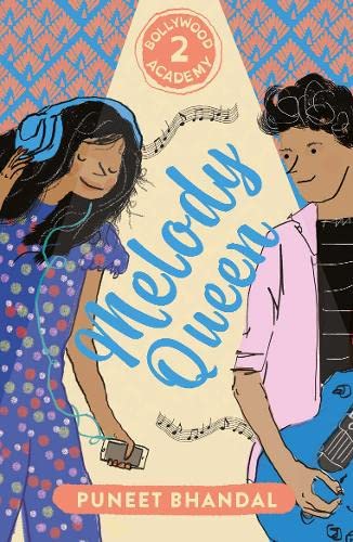 Book cover: two young people with music, title "Melody Queen".