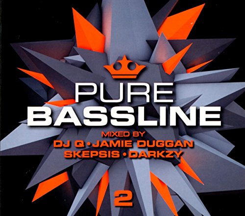 CD cover for “Pure Bassline 2” with abstract orange and grey design.