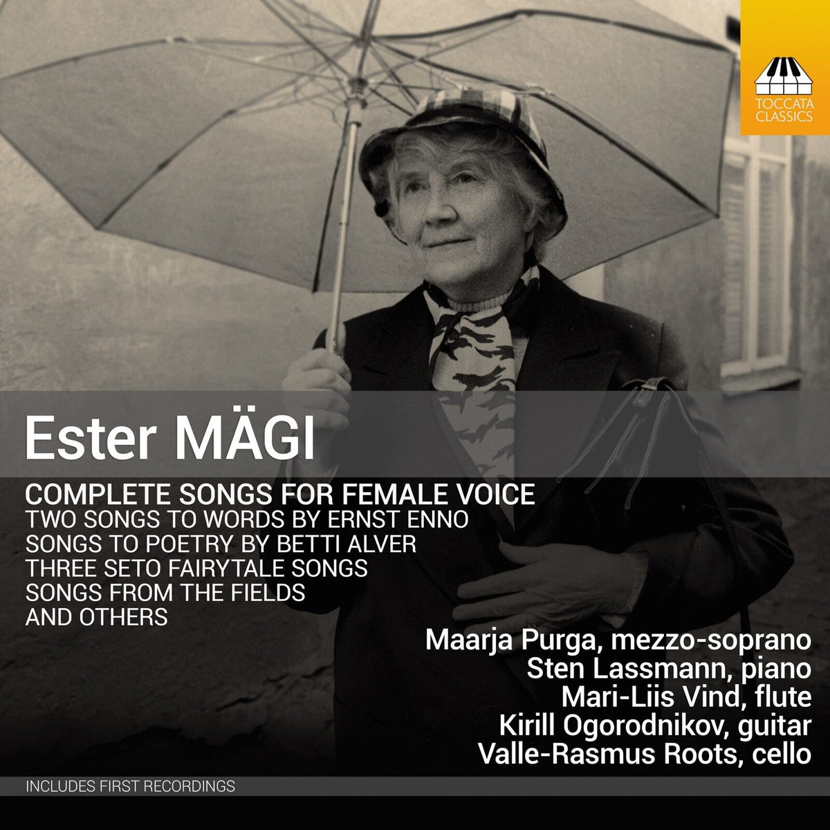 CD cover featuring a woman with an umbrella in a grayscale photo.