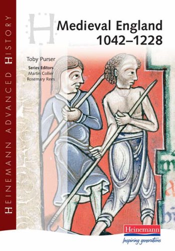 Book cover: "Medieval England 1042-1228" with illustration of two men.