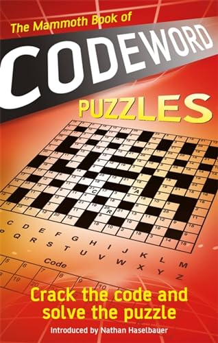 Book cover with crossword puzzle and codeword grid on orange background.