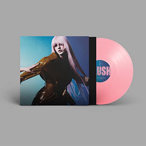 PVA "BLUSH" vinyl record with pink disc and cover art of a woman.
