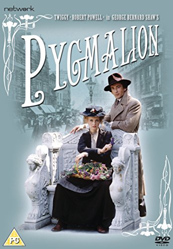 Pygmalion" DVD cover featuring Twiggy and Robert Powell in period attire.