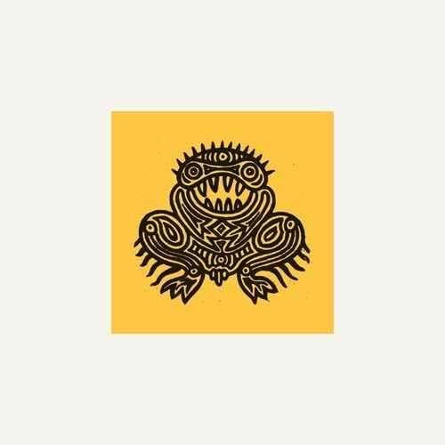 Yellow vinyl record cover with black illustration of a stylized frog.