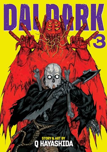Manga cover featuring a skull-masked figure in black robes before a large red creature.