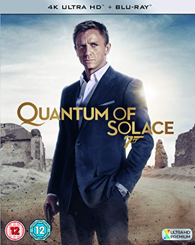 Blu-ray cover for "Quantum of Solace" featuring Daniel Craig as James Bond.