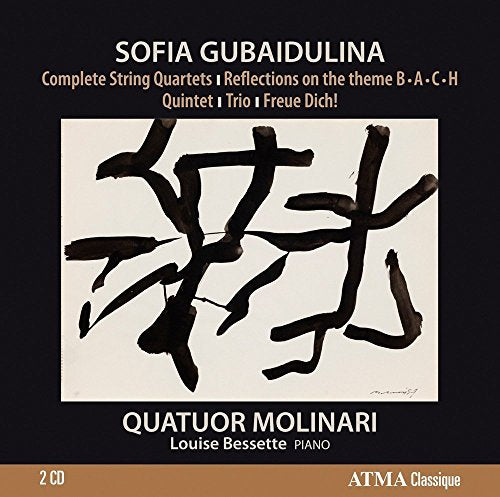 Black CD cover with white text and abstract black artwork on a beige background.