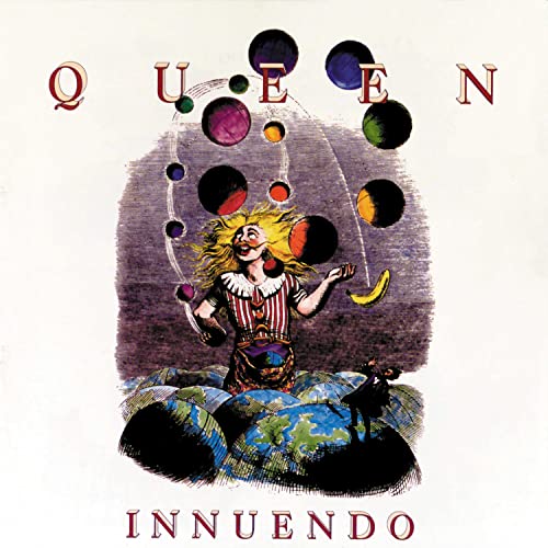 Black vinyl record in a sleeve with Queen band logo and album artwork.