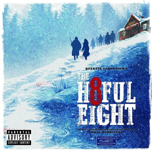 VinylLPs cover for The Hateful Eight featuring silhouettes walking toward a cabin in snow.