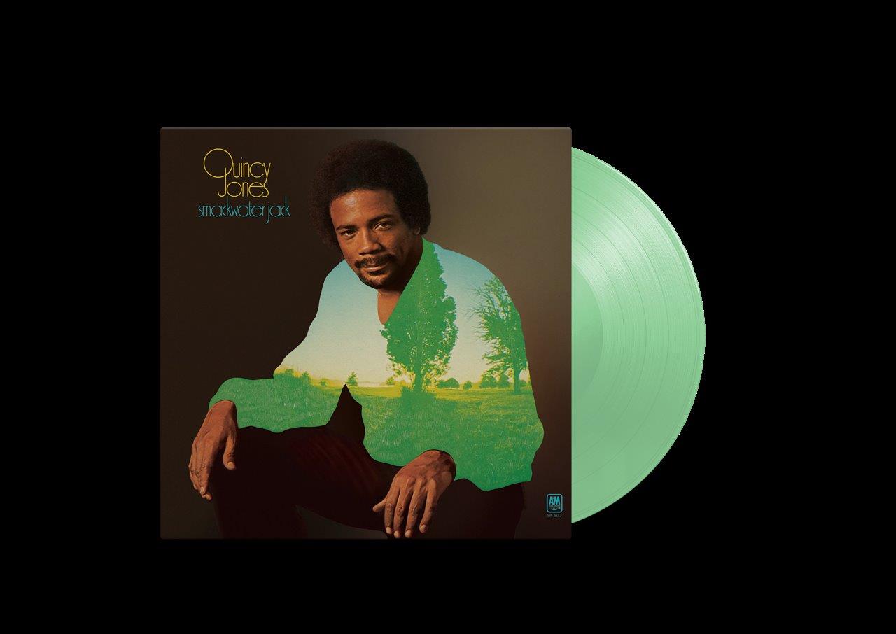 Quincy Jones “Smackwater Jack” album cover with portrait and green vinyl.