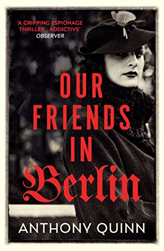 Book cover: "Our Friends in Berlin" with a woman in a hat.