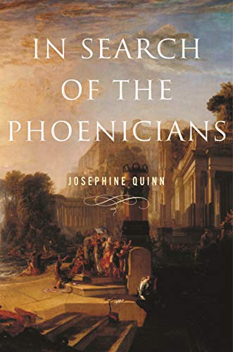 Book cover: "In Search of the Phoenicians" with classical painting backdrop.