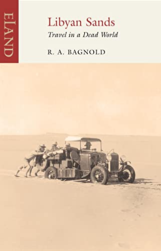 Book cover: vintage car and camels in a desert landscape.
