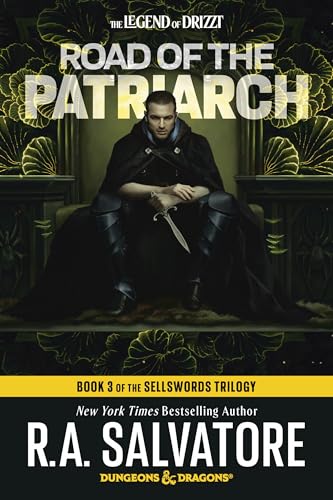 Book cover: dark fantasy art of a man with a sword, title "Road of the Patriarch".