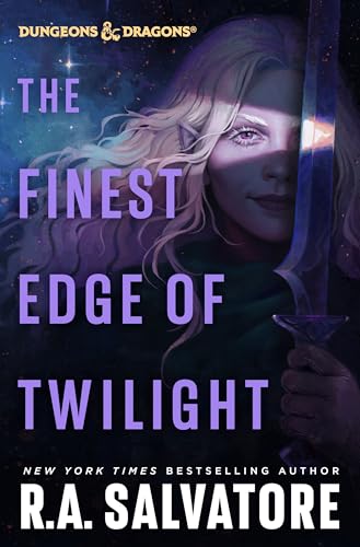 Book cover featuring a woman’s face partially obscured by a sword.