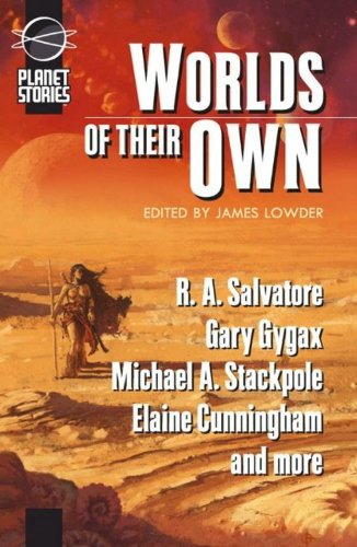 Book cover: "Worlds Of Their Own" with a warrior figure in a desert landscape.
