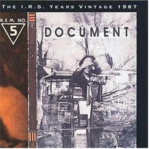 R.E.M.’s “Document” CD cover: a black and white photo of a person outdoors.
