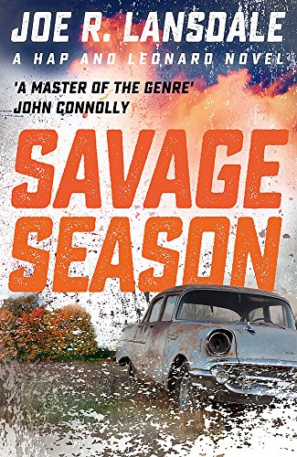 Book cover: “Savage Season” with a vintage car and autumn foliage.