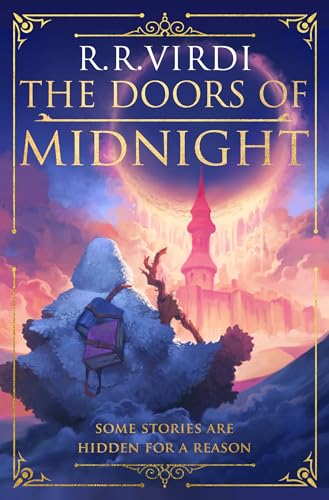 Book cover: “The Doors of Midnight” with a castle and traveler illustration.
