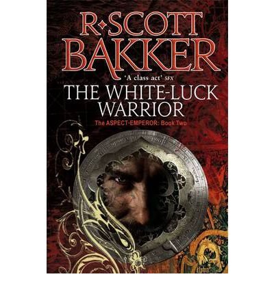 Book cover featuring a man's face framed within a metallic circular emblem on red.
