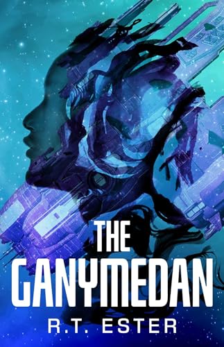 Book cover: profile of a person merging with a spaceship, dark blue.