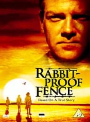 DVD cover for “Rabbit-Proof Fence” featuring a man’s face and children.