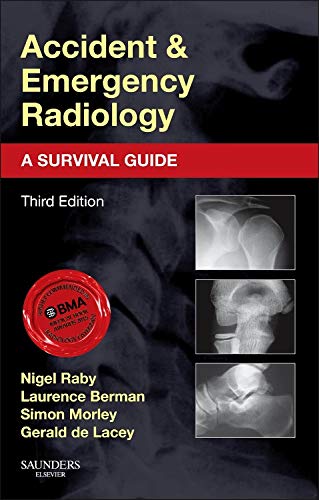 Book cover: "Accident & Emergency Radiology," third edition, with X-ray images.