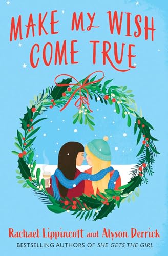 Book cover: two women under a mistletoe wreath, winter scene.