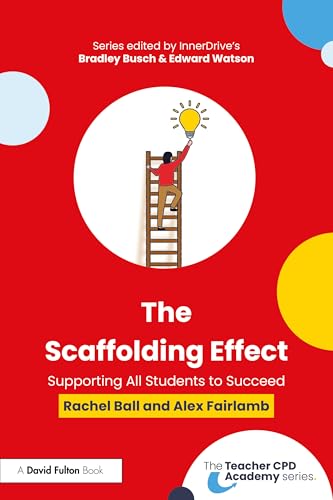 Book cover featuring a person on a ladder reaching for a lightbulb on red.