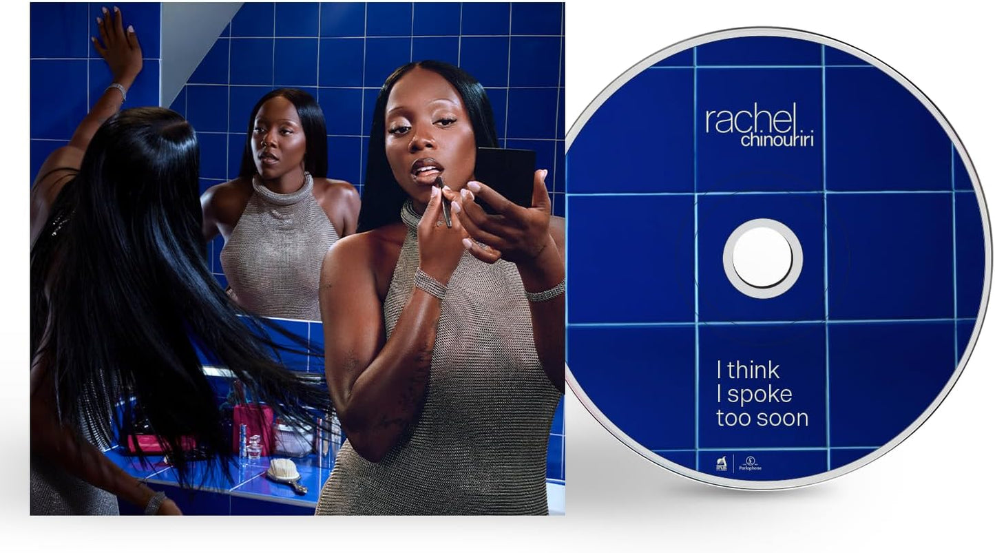 CD cover featuring Rachel Chinouriri applying makeup, reflected in a mirror.