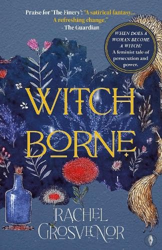Book cover for "Witchborne" with floral illustrations and golden text.