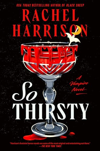 Book cover featuring a cocktail glass dripping with red liquid against a black background.