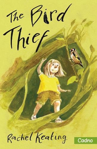 Book cover: girl reaching for a small bird in branches.