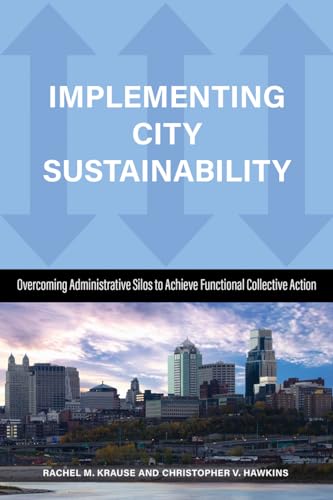 Book cover: "Implementing City Sustainability" with a city skyline image.