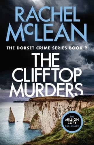 Book cover for The Clifftop Murders by Rachel McLean featuring a dramatic coastal cliff scene.