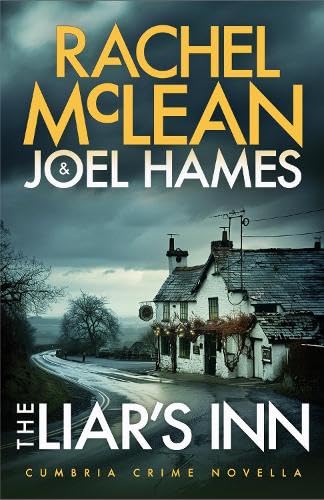 Book cover for The Liar's Inn featuring a dark, moody country inn by a road.