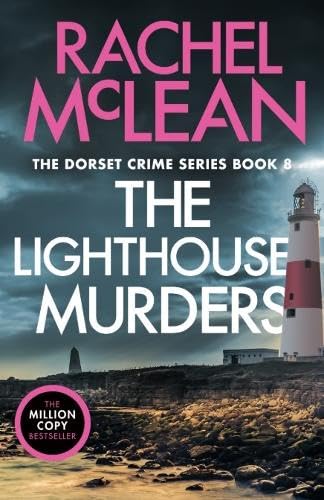 Book cover for The Lighthouse Murders featuring a lighthouse on a rocky coast.