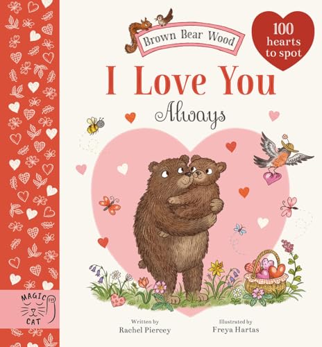 Book cover with two bears hugging amidst hearts, flowers, and birds.