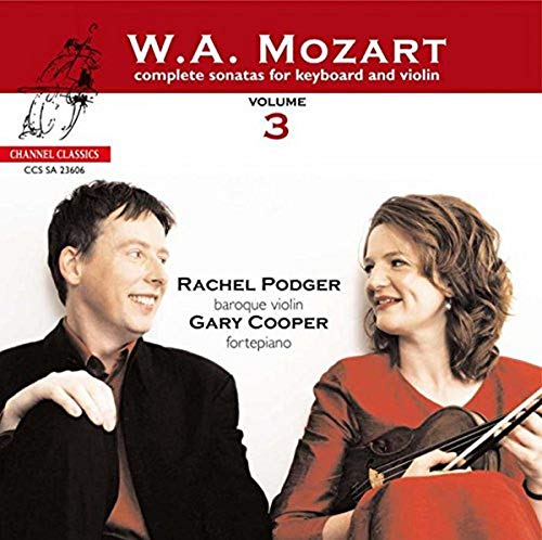 Rachel Podger and Gary Cooper on CD cover, holding violin, red and white design.