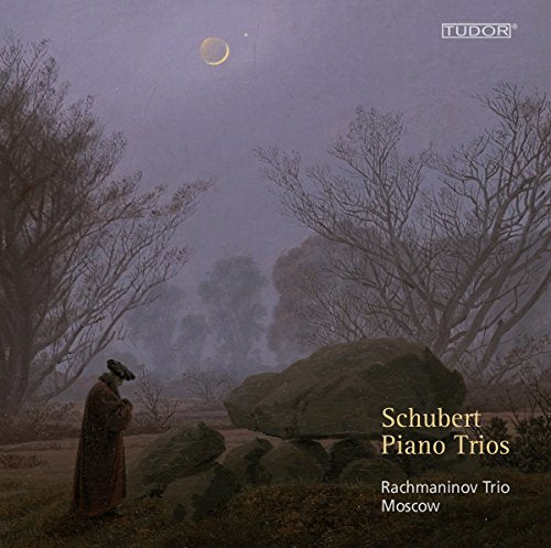 CD cover: misty landscape with a figure, rocks, and text "Schubert Piano Trios".